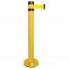Poteau jaune à sangle rétractable jaune RSF4 - A fixer au sol - Sangle 4.40 m