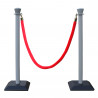 Kit 2 poteaux PVC gris à corde rouge