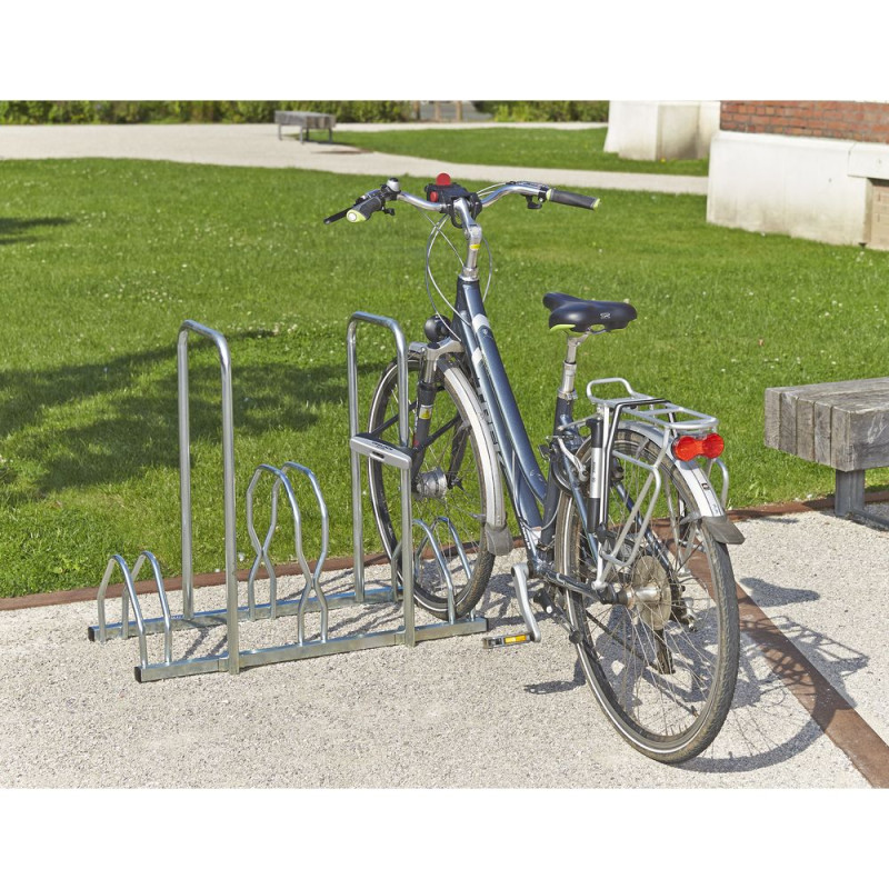 Mottez Grand range-vélo au mur 6 places en acier avec support antivol