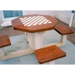 Table de jeux échecs et dames béton