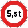 Panneau accès interdit aux véhicules dont le poids est supérieur au nombre indiqué - B13a