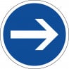 Panneau obligation de tourner à droite avant le panneau - B21-1