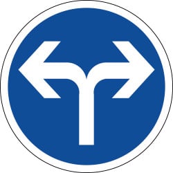 Panneau B21e - Direction obligatoire à droite ou à gauche