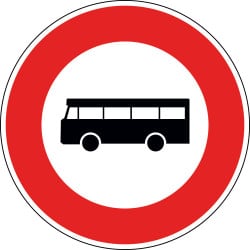 Panneau B9f - Accès interdit aux véhicules de transport en commun