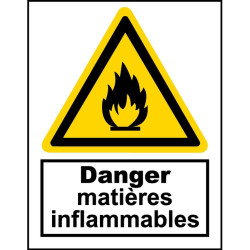 Panneau danger incendie matières inflammables
