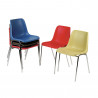 Chaise empilable avec pieds chromés et coque plastique (beige, bleu, rouge, gris, bleu roi, marron ou noir)