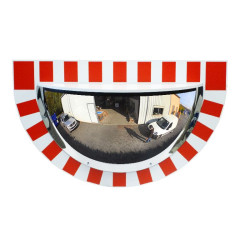Demi miroir entourage rouge blanc pour industrie vision à 180°