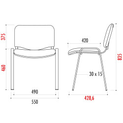 Chaise Iso, assise et dossier polypropylène M2