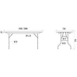 Table rectangulaire pliante et empilable Tarragone