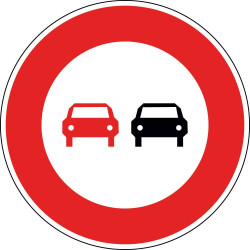 Panneau B3 - Interdiction de dépasser tous les véhicules à moteur