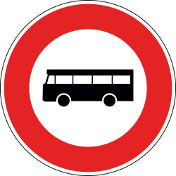 Panneau B9f - Accès interdit aux véhicules de transport en commun