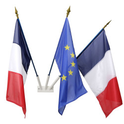 Kit support mural et 3 drapeaux (2 EU &amp; 1 FR)