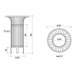 Poubelle de ville demi ronde en fer Rio