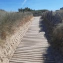 Chemin d'accès en bois pour franchissement de dunes