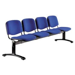 Poutre avec chaises ISO, assise et dossier tissu enduit M2, structure acier noir, plusieurs coloris de tissu disponible