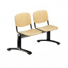 Poutre de 2 à 5 chaises ISO, assise et dossier en bois multiplis, structure acier noir, plusieurs coloris disponible