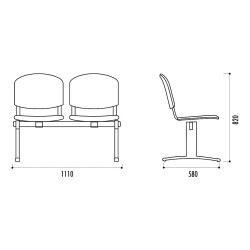 Siège poutre Iso, assise et dossier en bois multiplis