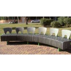 Banc public incurvé en plastique recyclé - Vertebra Curvo R