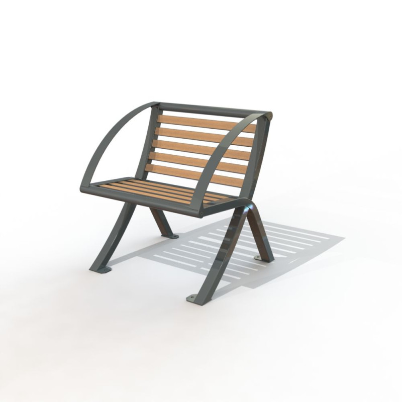 Fauteuil de ville en compact stratifié Teck + acier - Bordeaux