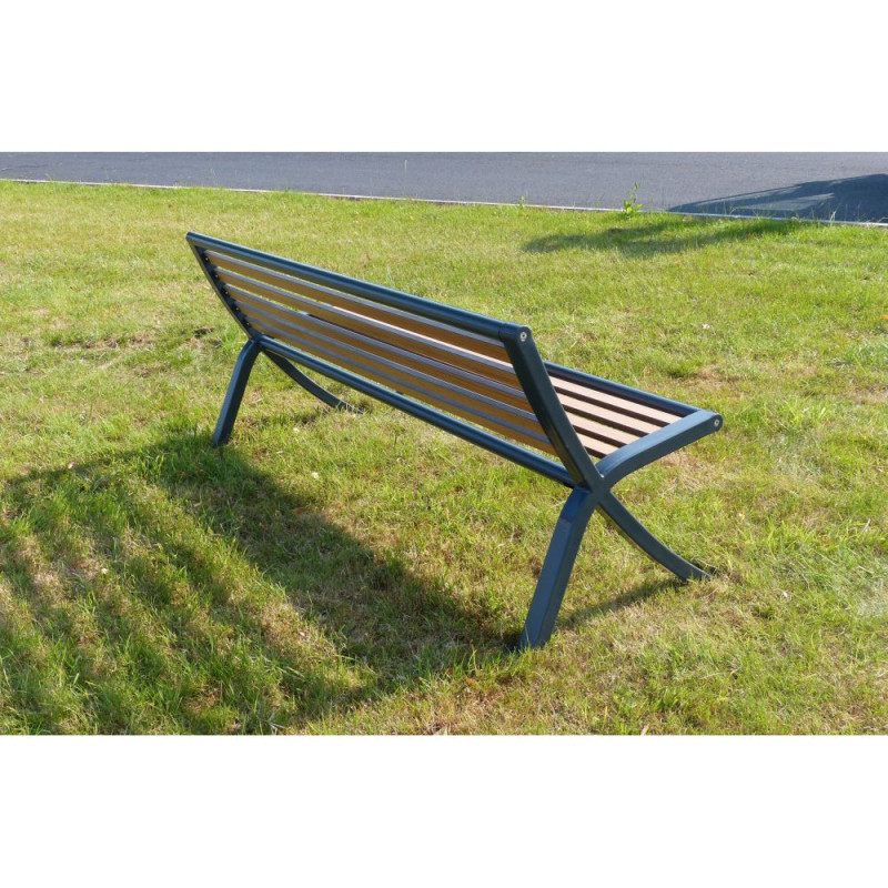 Banc urbain en compact stratifié et pied acier - Bordeaux