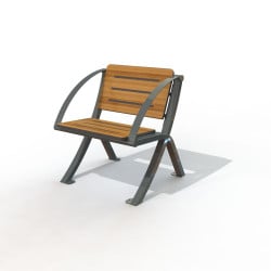 Fauteuil d'extérieur en compact stratifié Teck et pied acier