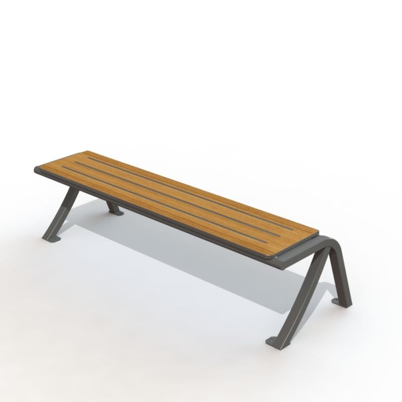 Banquette de ville en compact stratifié Teck et pied acier - Bergerac