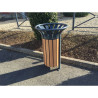 Poubelle urbaine en compact stratifié Teck et acier - Mayotte