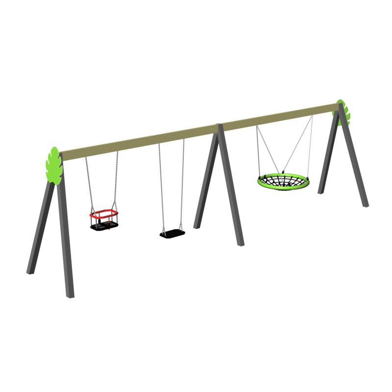 Grand portique balançoire acier 3 enfants 3 à 12 ans