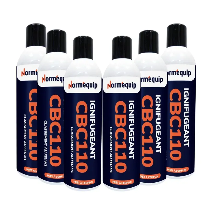 Pack 6 bombes aérosols 300 ml ignifuge carton CBC 110