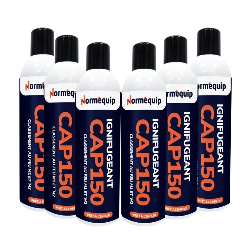 Pack 6 bombes aérosols 300 ml ignifuges tissu synthétique CAP 150