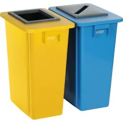 Poubelle de tri 2 ou 3 bacs 60 ou 80 litres et couvercle calibré