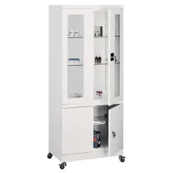 Armoire médicale vitrée avec placard sur la partie basse