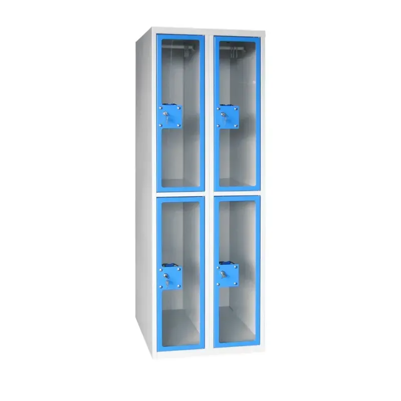 Vestiaire L750L à porte plexi de 2 colonnes, 2 cases par colonne de 30cm