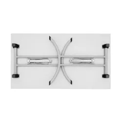 Table rectangulaire pliante et empilable avec pieds incurvés