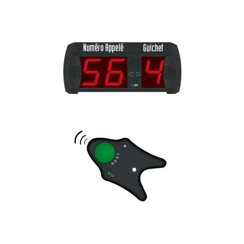 Kit gestion file d'attente sans fil 2 chiffres 1 guichet