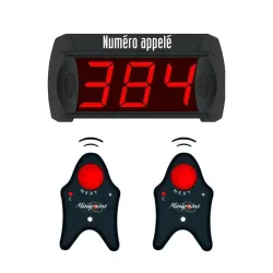 Kit gestion file d'attente sans fil 3 chiffres 2 télécommandes