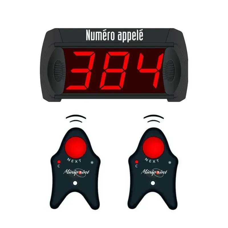 Kit gestion file d'attente sans fil 3 chiffres 2 télécommandes
