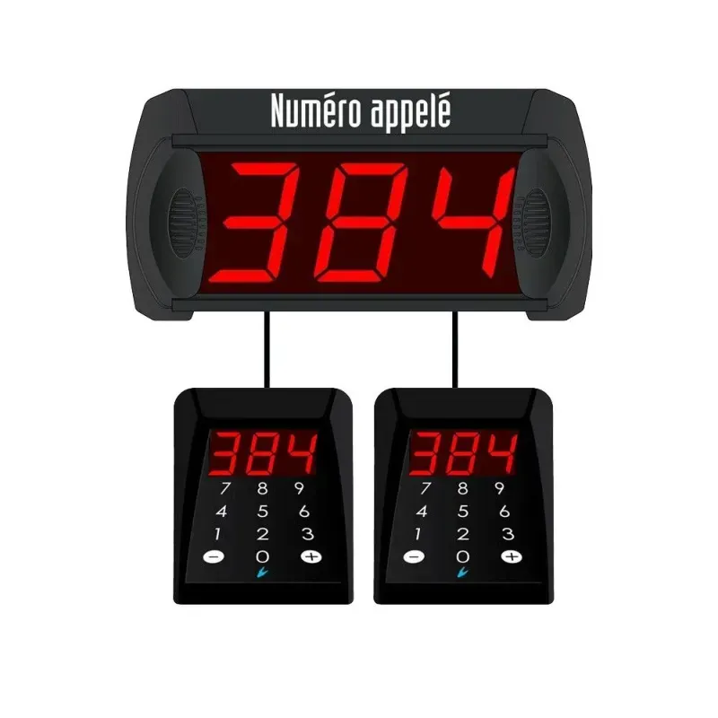 Kit gestion file d'attente 3 chiffres - 2 claviers filaires