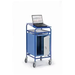 Pupitre d'atelier avec étagères sur roulettes