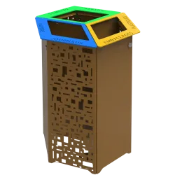 Station de tri 3 comportiments en acier avec ou sans couvecle