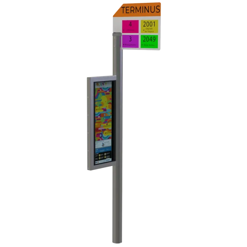 Poteau station de bus avec diode lumineuse