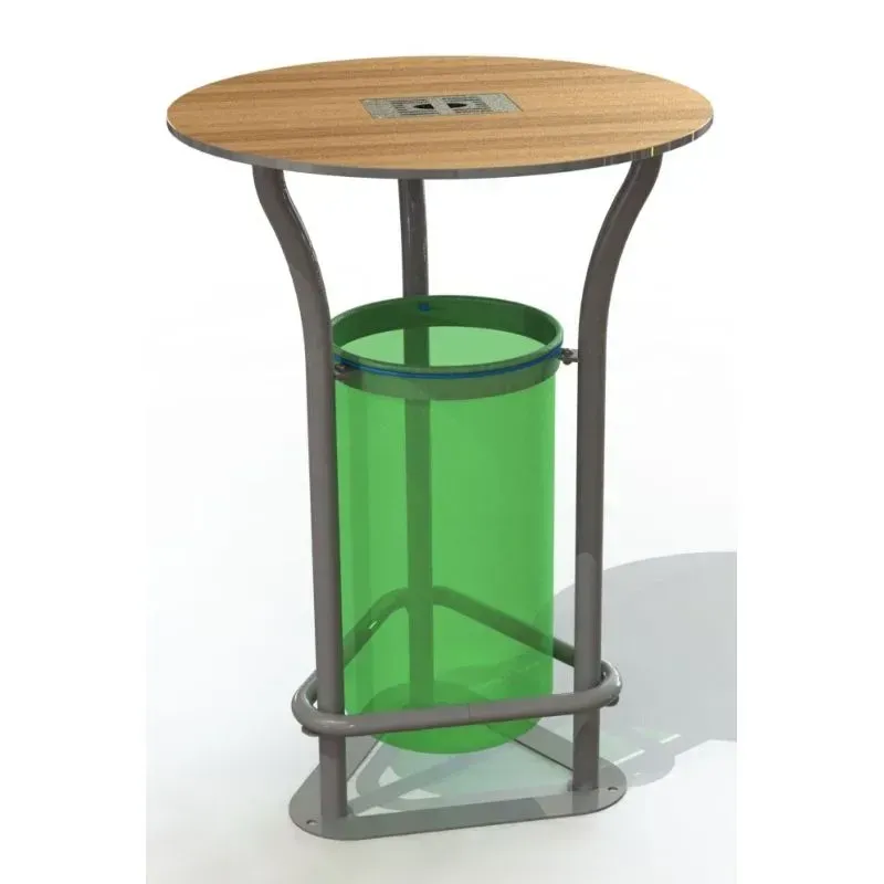 Poubelle de rue en compact stratifié Teck + acier - Metz