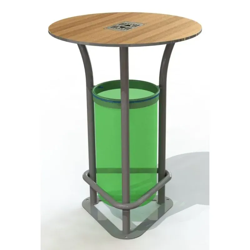 Poubelle de rue en compact stratifié Teck + acier - Metz