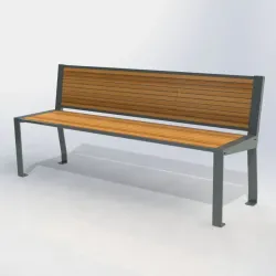 Banc de ville en compact stratifié Teck + acier - Cahors