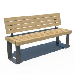 Banc public en acier et en Pin - Rustik
