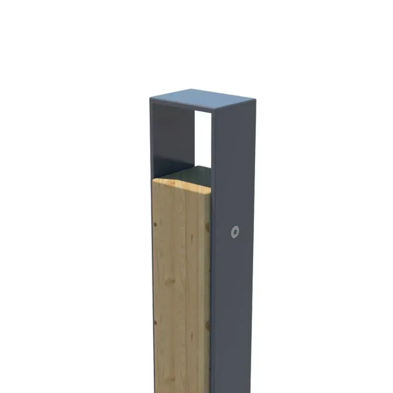 Potelet de ville Rustik en pin traité et acier peint