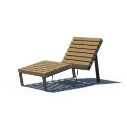 Chaise longue Rustik de ville 1 ou 2 places en bois et acier peint