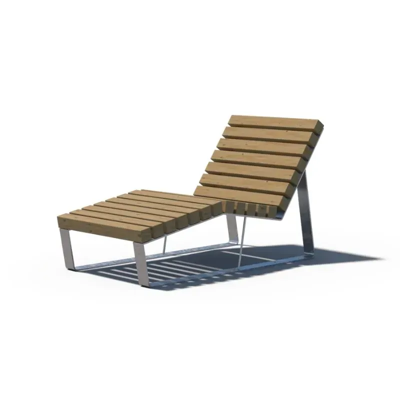 Chaise longue 1 ou 2 places d'extérieur en bois et en acier - Rustik
