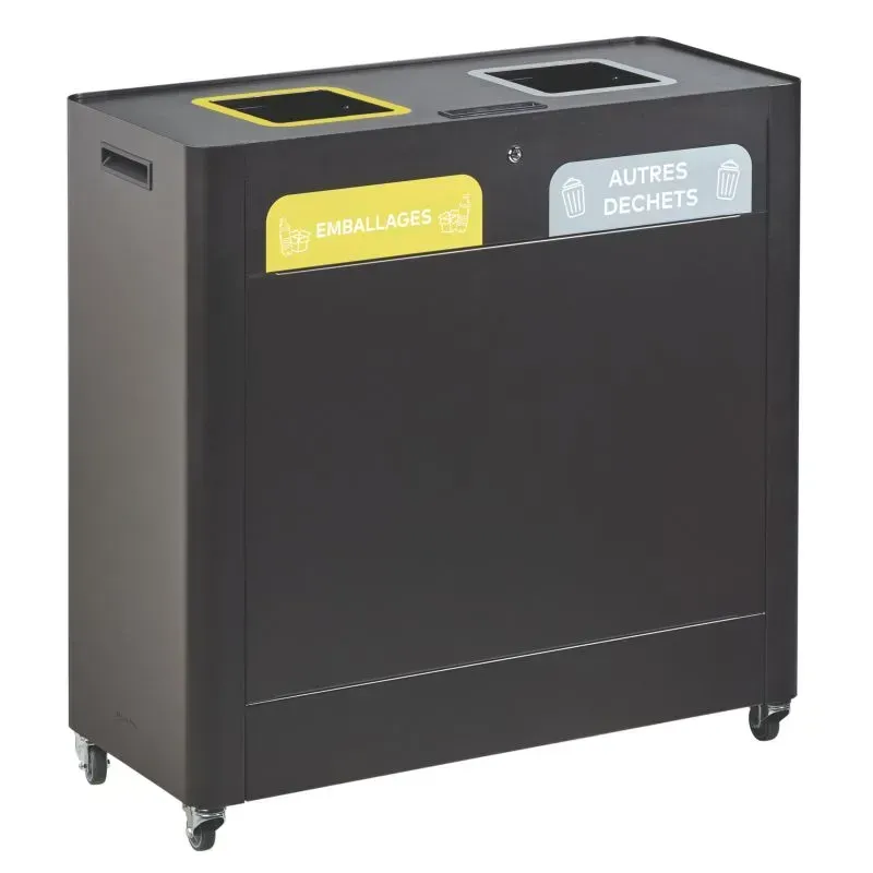 Meuble de tri sélectif sur roues 2 ou 3 flux Rossignol Trimouv