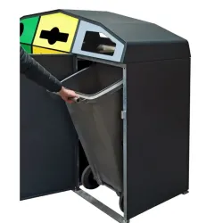 Point de collecte de tri extérieure 3 flux + bacs poubelles - Trirok